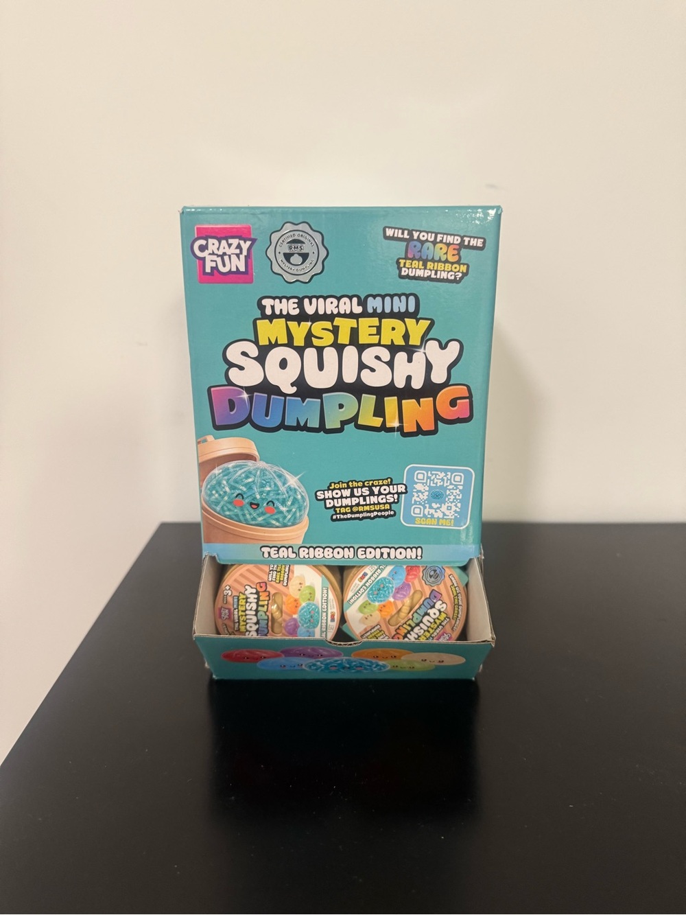 Crazy Fun RMS The Viral Mini Mystery Squishy Dumpling Teal Ribbon Edition Case